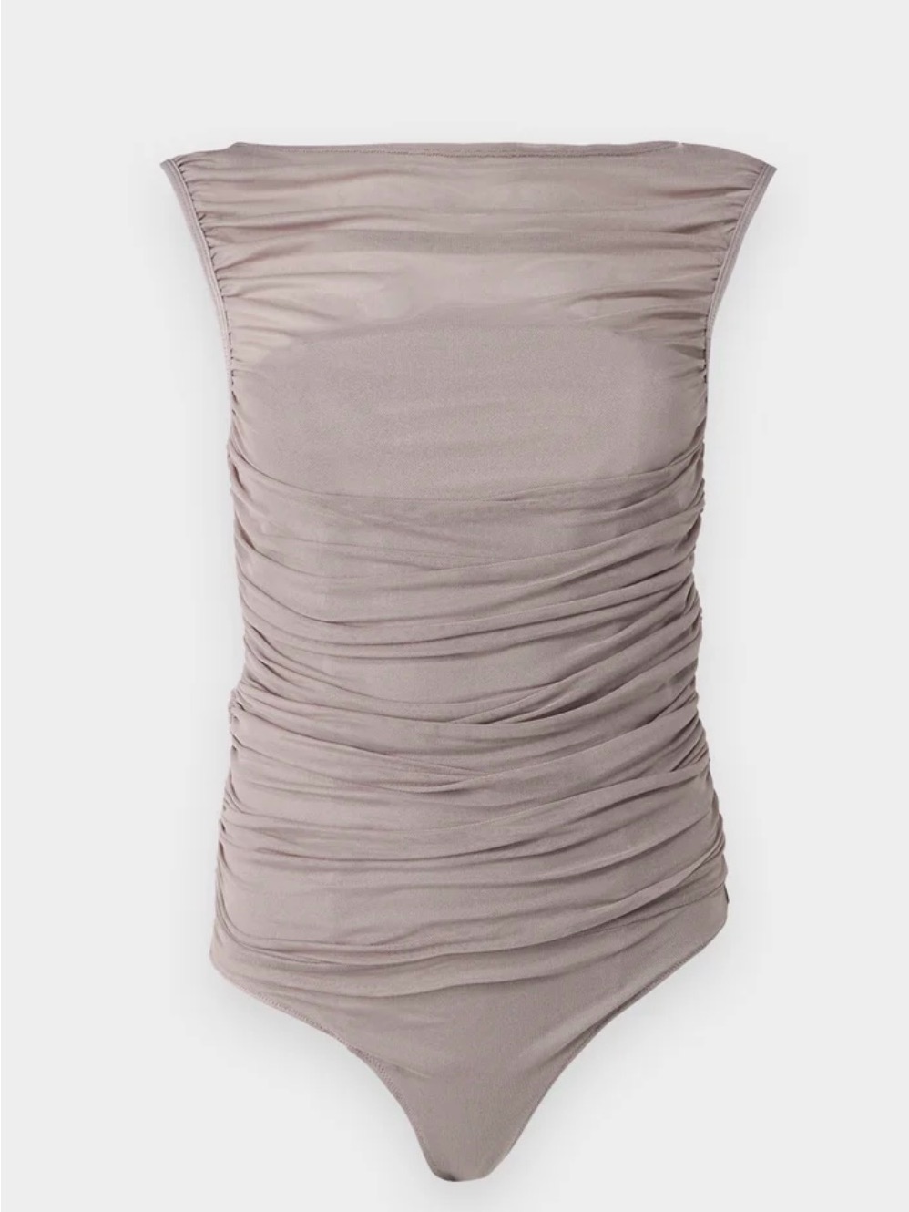 Abercrombie & Fitch Taupe Ruched Strapless Bodysuit